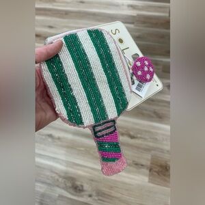 Cute pickleball beaded change purse